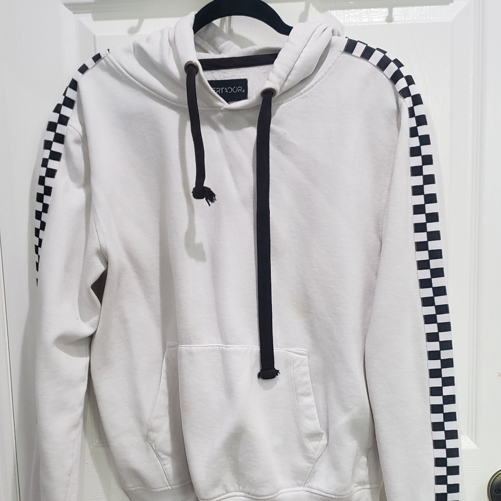 Aeropostale White Checkered Sleeve Hoodie